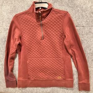 LL Bean Sweater Women’s Medium Petite Quilted Front 1/4 Zip‎ Mauve Red Collared